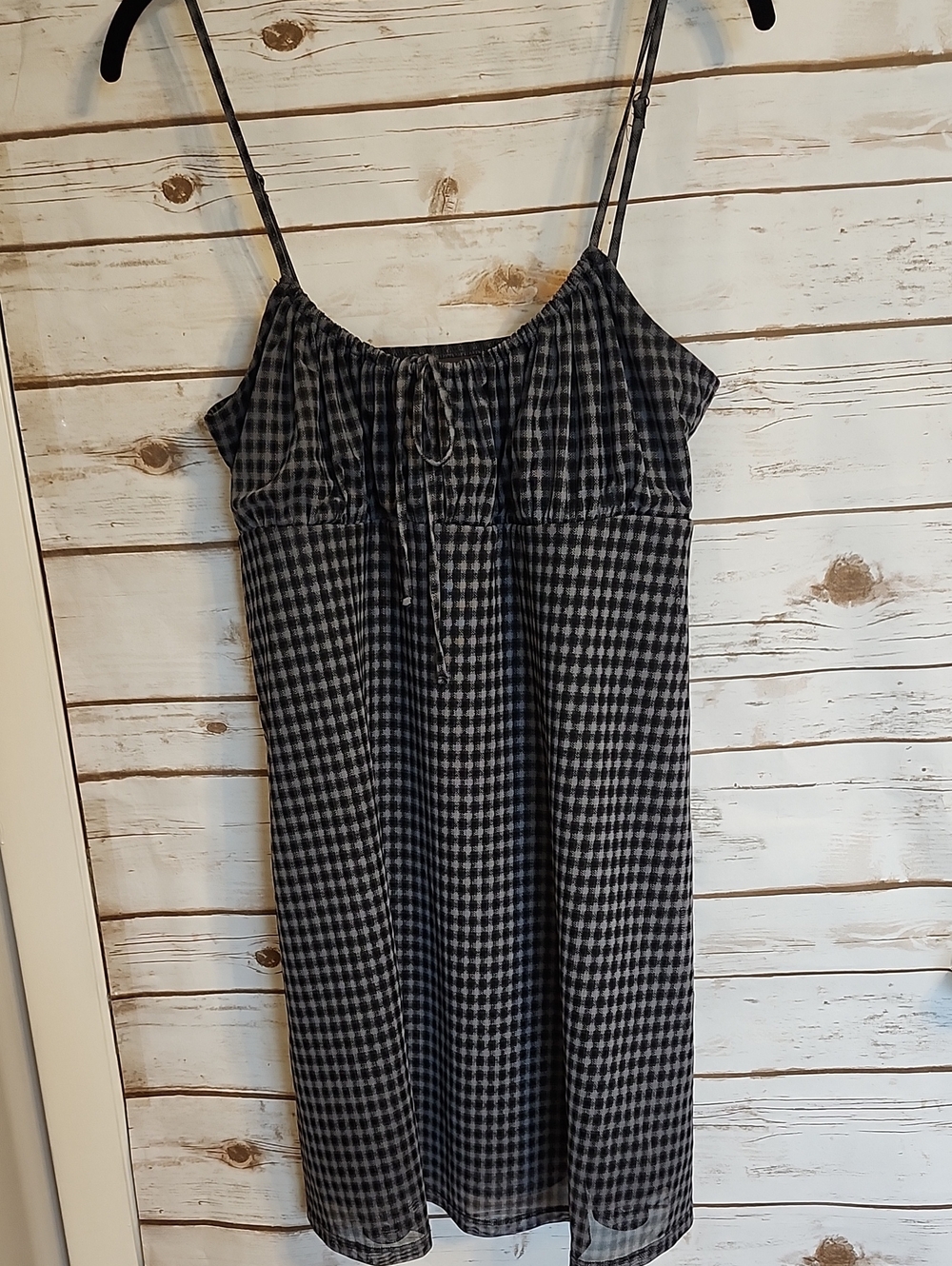 Aeopostale Grey & Black Check Spaghetti Strap Dress - Size Large
